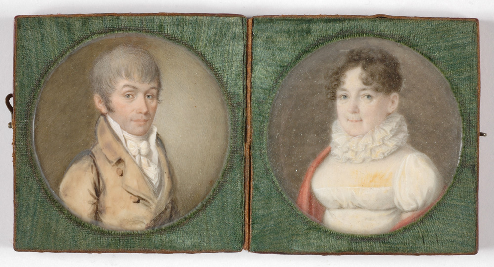 Unknown Artist - Travelling Case With Miniature Portraits Of A Gentleman And His Wife, Austrian (German), c.1810